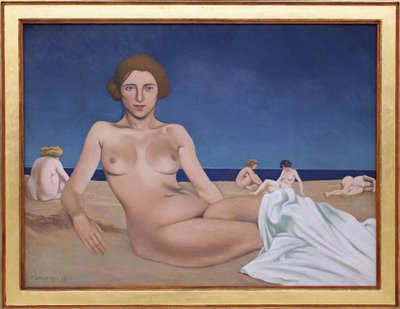 Napozás a tengerparton. Felix Edouard Vallotton (1865-1925) festménye alkotó: Felix Edouard Vallotton