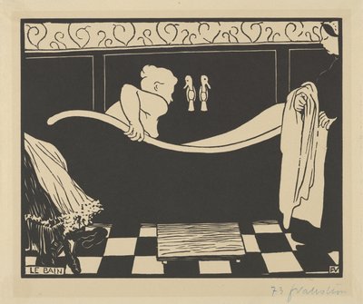 A fürdő (Le Bain), 1894 (fametszet krémszínű szőtt papírra) alkotó: Felix Edouard Vallotton