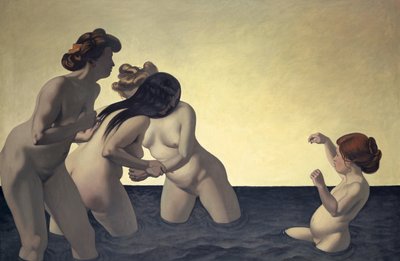 Három nő és egy kislány játszik a vízben, 1907. alkotó: Felix Edouard Vallotton