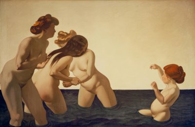 Három nő és egy kislány játszik a vízben alkotó: Felix Edouard Vallotton