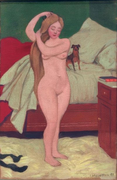 Női akt, fésülés, belső alkotó: Felix Edouard Vallotton