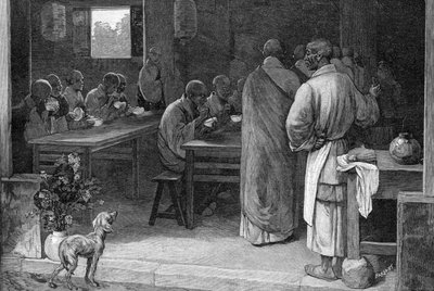 Étkező egy buddhista kolostorban alkotó: Felix Elie Regamey