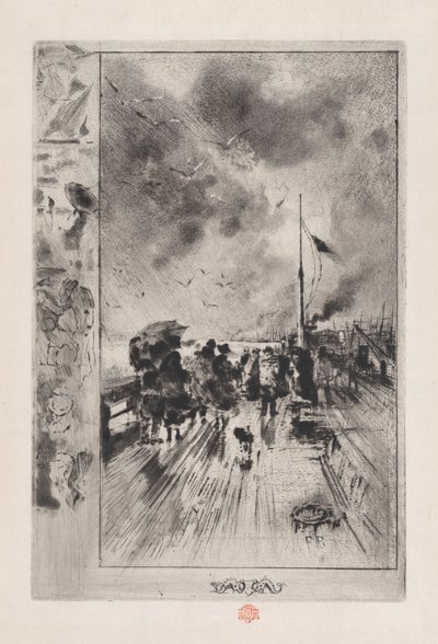 Egy móló Angliában, 1879. alkotó: Felix Hilaire Buhot