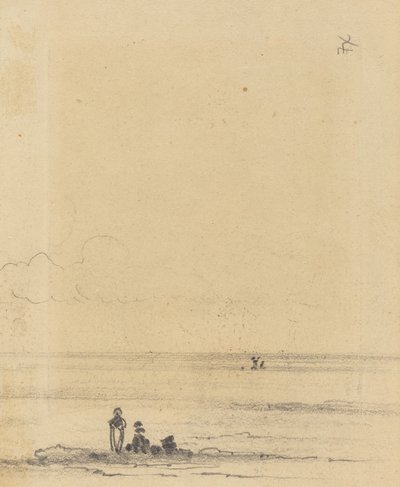 Figurák a parton [verso], c. 1875. alkotó: Felix Hilaire Buhot