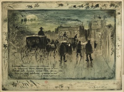 Temetési menet a Boulevard de Clichy-n, 1887 alkotó: Felix Hilaire Buhot