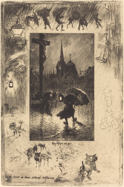 Két klumpa csoszogó hangja..., 1878. alkotó: Felix Hilaire Buhot