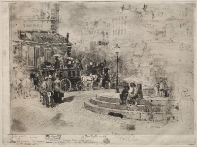 A Place Pigalle 1878-ban alkotó: Felix Hilaire Buhot