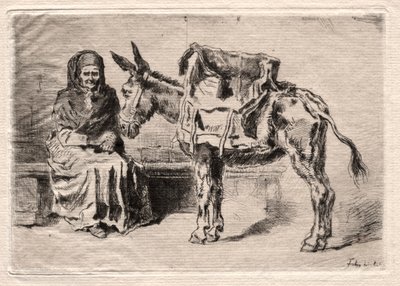 Ülő nő Öszvérrel alkotó: Felix Hilaire Buhot