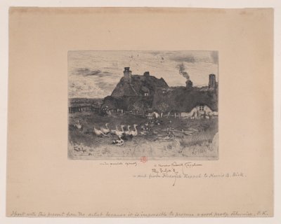 Kis nádfedeles nyaralók Les Petites Chaumières, 1878. alkotó: Felix Hilaire Buhot