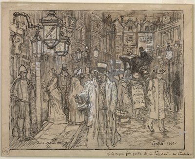 Utcai jelenet Londonban, 1879. alkotó: Felix Hilaire Buhot