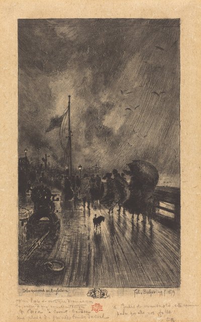 Leszállás Angliában alkotó: Felix Hilaire Buhot