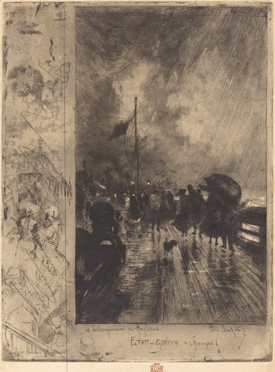 Leszállás Angliában Leszállás Angliában, 1879. alkotó: Felix Hilaire Buhot