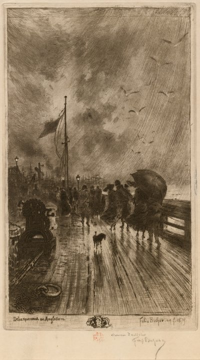 Leszállás Angliában, Leszállás Angliában 1879. alkotó: Felix Hilaire Buhot