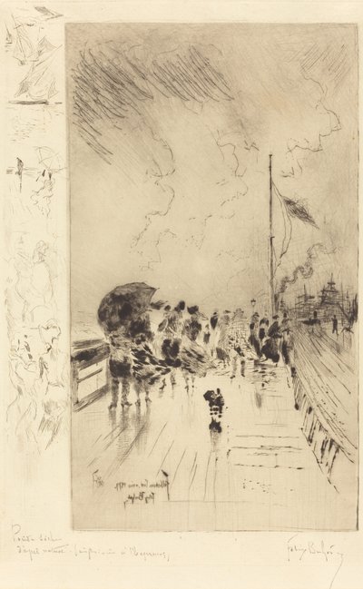 Egy móló Angliában, 1879. alkotó: Felix Hilaire Buhot