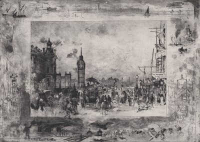 Westminster Bridge, vagy Westminster Clock Tower, 1860-98. alkotó: Felix Hilaire Buhot