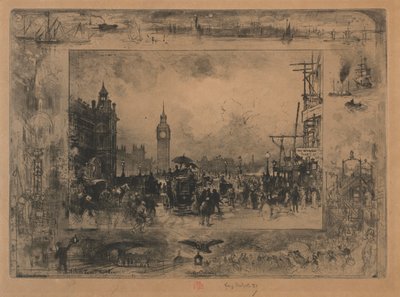 Westminster Bridge vagy Westminster Tower alkotó: Felix Hilaire Buhot