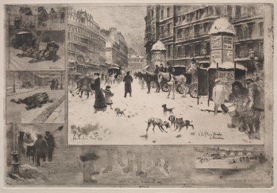 Tél Párizsban, 1879. alkotó: Felix Hilaire Buhot