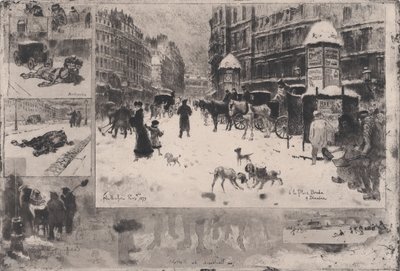 Tél Párizsban, vagy hó Párizsban, 1879. alkotó: Felix Hilaire Buhot