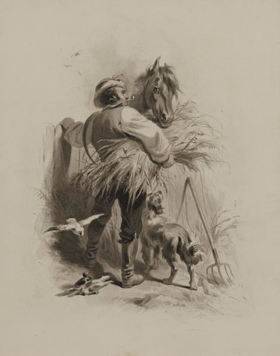 Paraszt lóval, kutyával és galambokkal alkotó: Felix Octavius Carr Darley