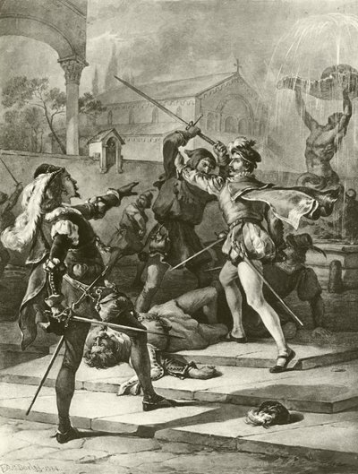 Rómeó és Júlia. I. felvonás – I. jelenet (mélynyomás) alkotó: Felix Octavius Carr Darley