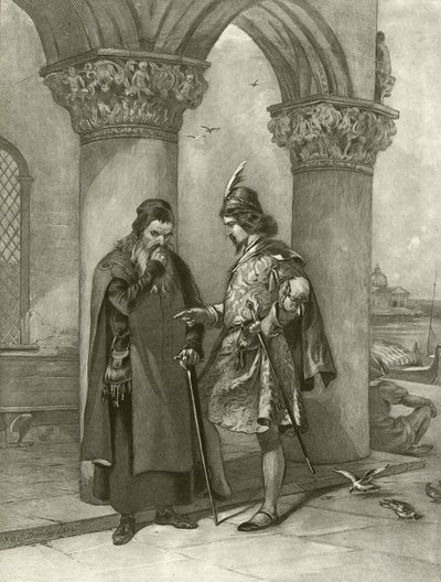 A velencei kereskedő. I. felvonás, III. jelenet (mélynyomás) alkotó: Felix Octavius Carr Darley