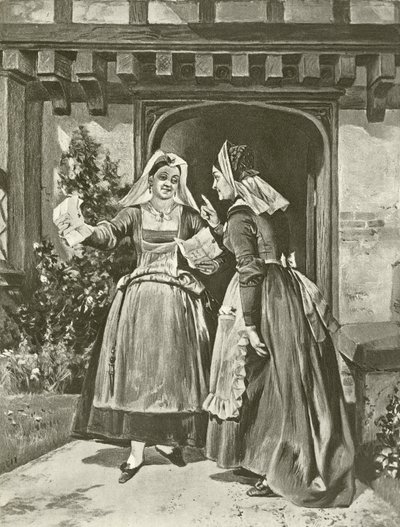 A windsori víg feleségek. II. felvonás, I. jelenet (mélynyomás) alkotó: Felix Octavius Carr Darley