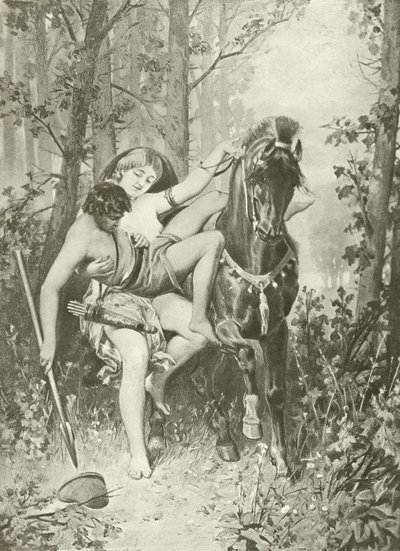 Vénusz és Adonisz. Versek (metszet) alkotó: Felix Octavius Carr Darley