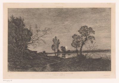 Táj a tóval a holdfényben Étang de Grand-Rue (Yonne) Clair de Lune (cím a tárgyon) alkotó: Felix Oudart