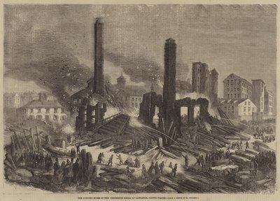 The Burning Ruins of the Pemberton Mills, Lawrence, Egyesült Államok alkotó: Felix Thorigny