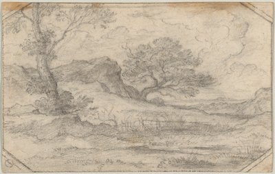 Ideális táj két fával és egy sziklatömbbel alkotó: Ferdinand (Johann Heinrich Ferdinand) von Olivier