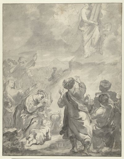 Mózes alászáll a Sínai-hegyről a Tízparancsolattal alkotó: Ferdinand Bol