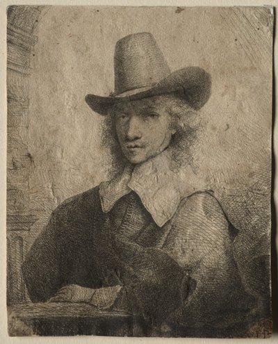 Egy magas kalapos férfi portréja alkotó: Ferdinand Bol