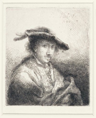 Fiatal férfi tollas kalapban, 1642 alkotó: Ferdinand Bol