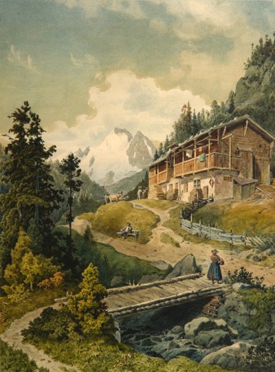 Alpesi táj híddal alkotó: Ferdinand Gatt