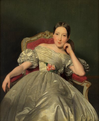 Ülő kislány fehér atlaszruhában alkotó: Ferdinand Georg Waldmüller