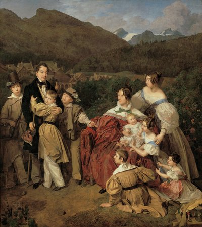 A közjegyző dr. Josef August Eltz feleségével, Caroline-nal (született Schaumburg) és nyolc gyermekükkel Ischlben alkotó: Ferdinand Georg Waldmuller