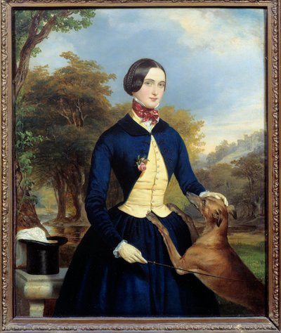 Portré egy nőről az Amazonasban a kutyájával. Ferdinand Waldmuller (1793-1865) festménye Ec. Aut alkotó: Ferdinand Georg Waldmuller