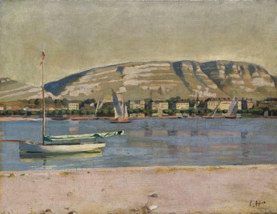 Genfi kikötő és a Saleve, 1878 alkotó: Ferdinand Hodler