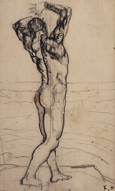 Male Act, Study for the Truth, c.1901-02 (ceruza és indiai tinta papíron) alkotó: Ferdinand Hodler