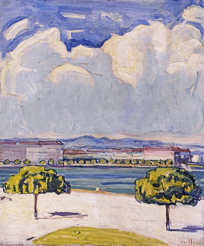 A Quai du Mont-Blanc Genfben a Jardin Anglais-ból nézve, c. 1910. alkotó: Ferdinand Hodler
