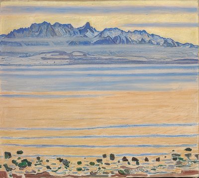 Thun-tó a Stockhorn-lánccal. 1904 alkotó: Ferdinand Hodler