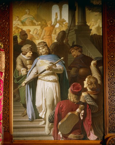 A legjobb költők és lelkészek találkoznak Wartburgban, és Hermann Landgrave jutalmazza őket különösen szép teljesítményeikért, a Tannhauser Saga, Dining Room (olaj, vászon) eredményeiért. alkotó: Ferdinand II Piloty