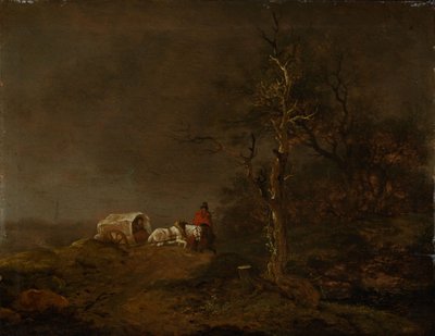 Viharos táj parasztszekérrel alkotó: Ferdinand Kobell