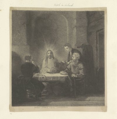 Maaltijd te Emmaus Nyolcvanöt eredeti nyomat gyűjteménye (sorozat címe) alkotó: Ferdinand Lehman