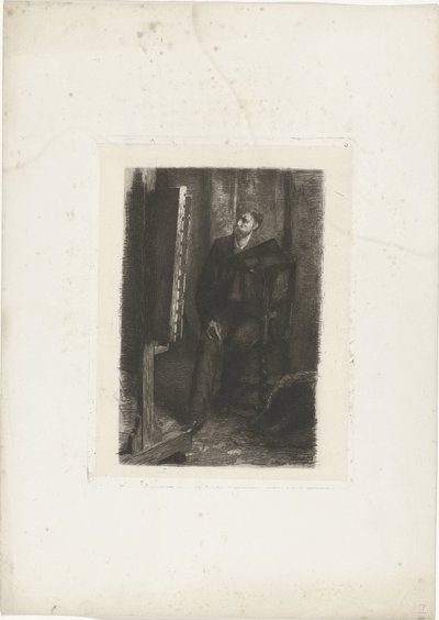 A festőállvány mögött álló művész portréja A stúdióban alkotó: Ferdinand Oldewelt
