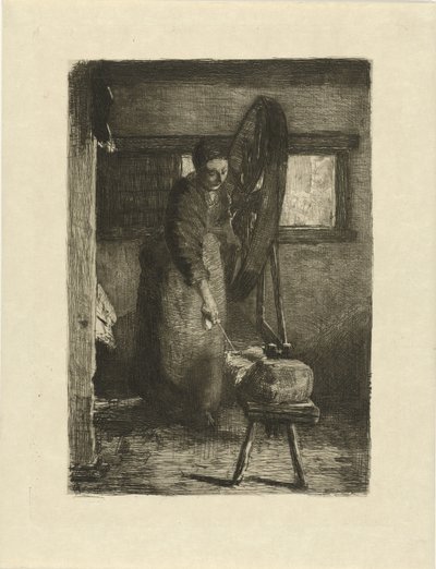 Spinster munka közben Munkahelyen (cím az objektumon) alkotó: Ferdinand Oldewelt
