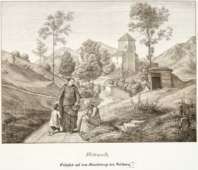 Szerda: Gyalogút a Mönchsbergen Salzburg mellett alkotó: Ferdinand Olivier