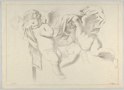 Három putti tanulmánya, kb. 1800-1844. alkotó: Ferdinand Piloty