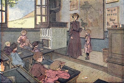 Órán, a gyermekkori képeskönyvben, 1900 körül (metszet) alkotó: Ferdinand Raffin