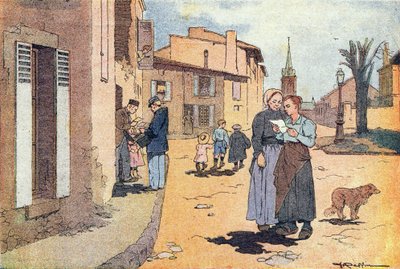 A postás, a gyermekkori képeskönyvben, 1900 körül (metszet) alkotó: Ferdinand Raffin